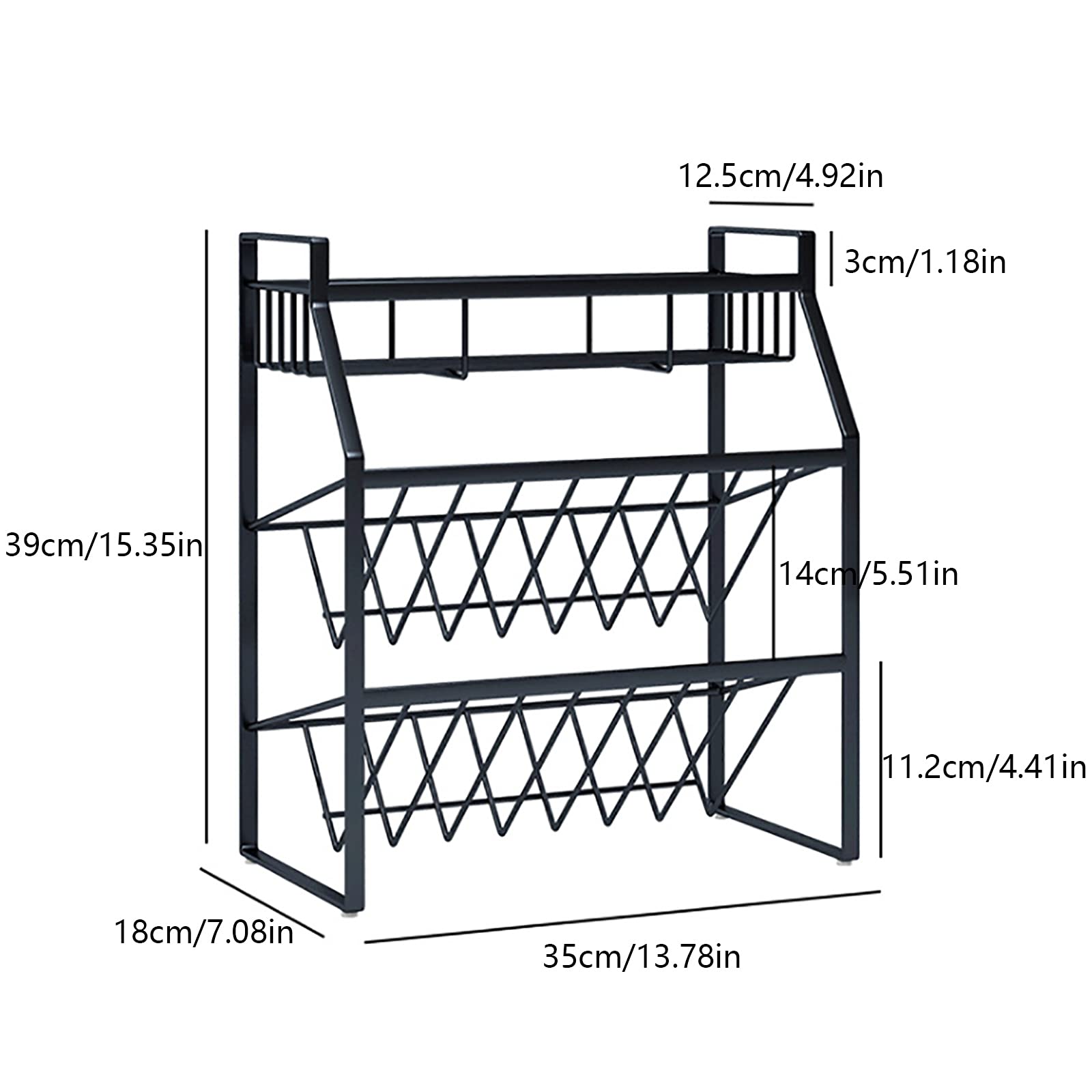 Gewürzregal, 3-stufig, Metall, 2 Stück – Organizer Für Schrank, Küche, 30 X 16,5 X 8,6 Cm, Schwarz