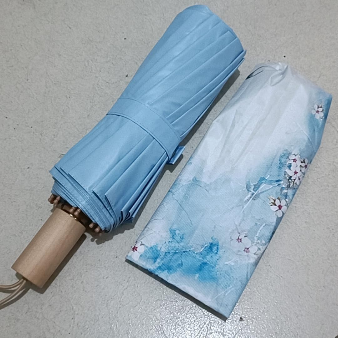 Umbrella Compact UPF 50 SPF 50 3D Pattern 16 Ribs Chinese Style Sun UV Protection Folding Umbrella for Women