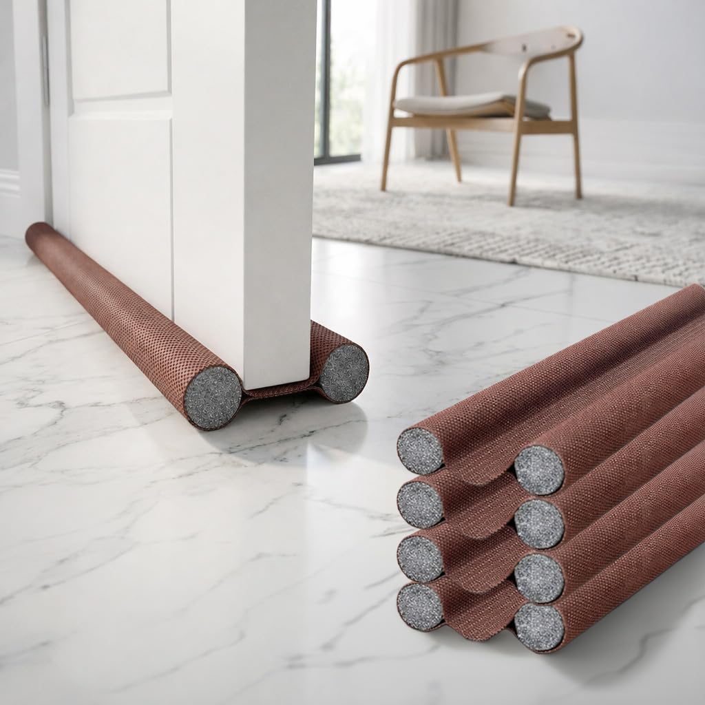BTfash Door Draft Stopper PVC Size 42Inch | Under Door Dust & Noise Blocker | Cold & Heat Insulation Strip | Door Gap Sealer for Home Doors & Windows | Easy Install | Brown | Pack of 4