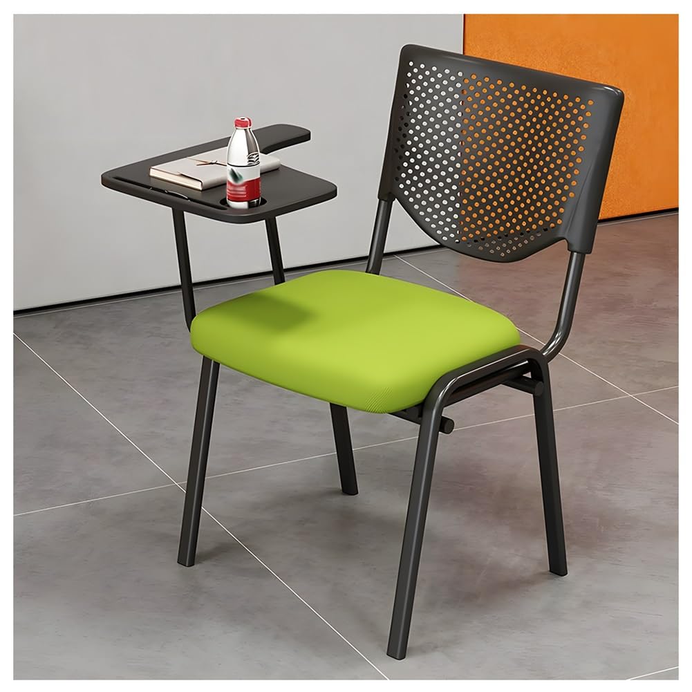 MYUYEE 4Pcs Reception Chairs With Flip-Up Table Conference Chairs, Guest Nesting Stacking Chairs, For Trainee Training/Conference Negotiation (Green-50X44X80 Cm)