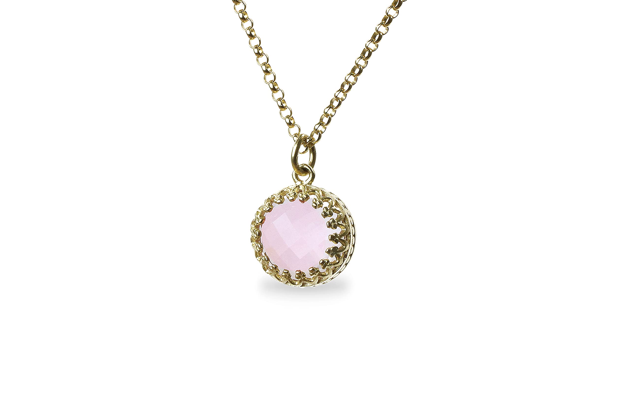 Precioso Collar de Cuarzo Rosa - Pequeño Collar Colgante de Cristal - Collares de Capas Intrincadas, Collares Delicados Hechos a Mano para Mujeres - Material y Longitud Personalizados