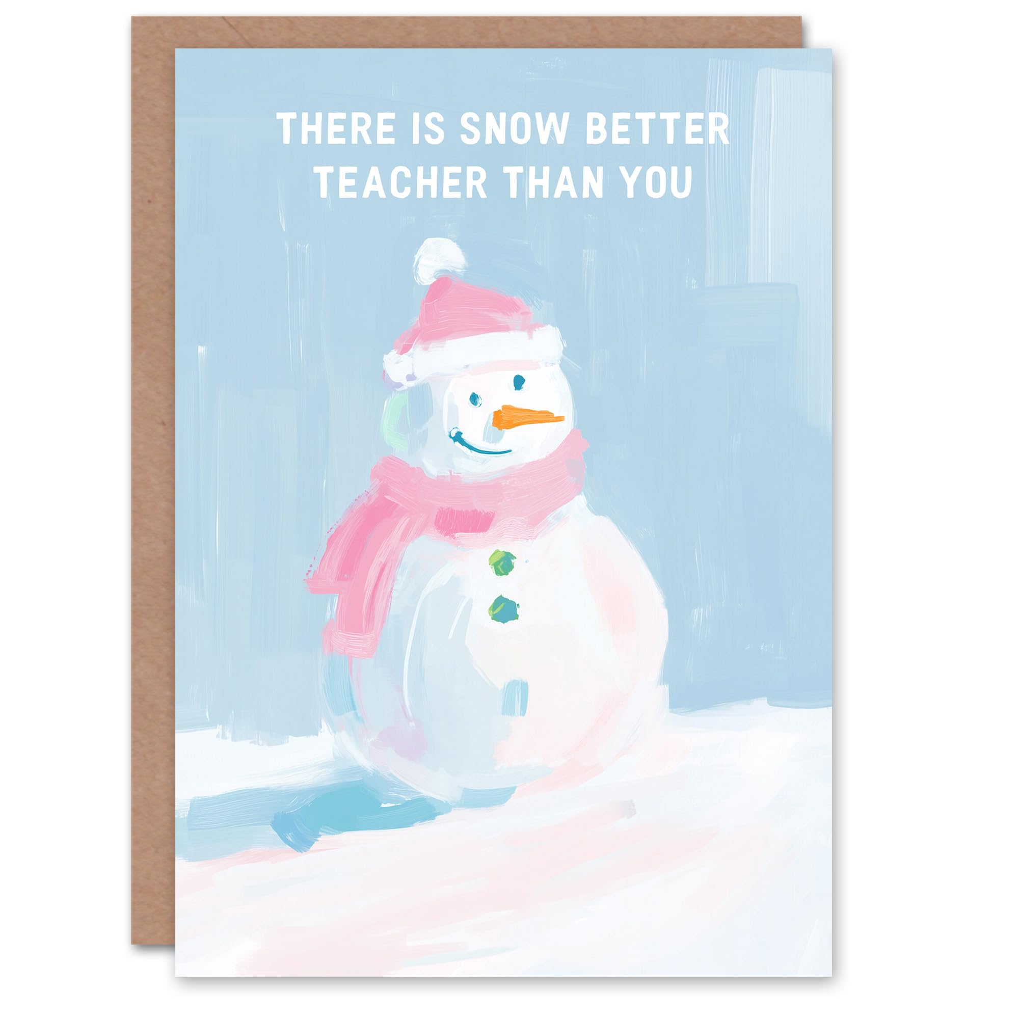 Artery8 Greeting Card - Snowman Pun - Light Blue