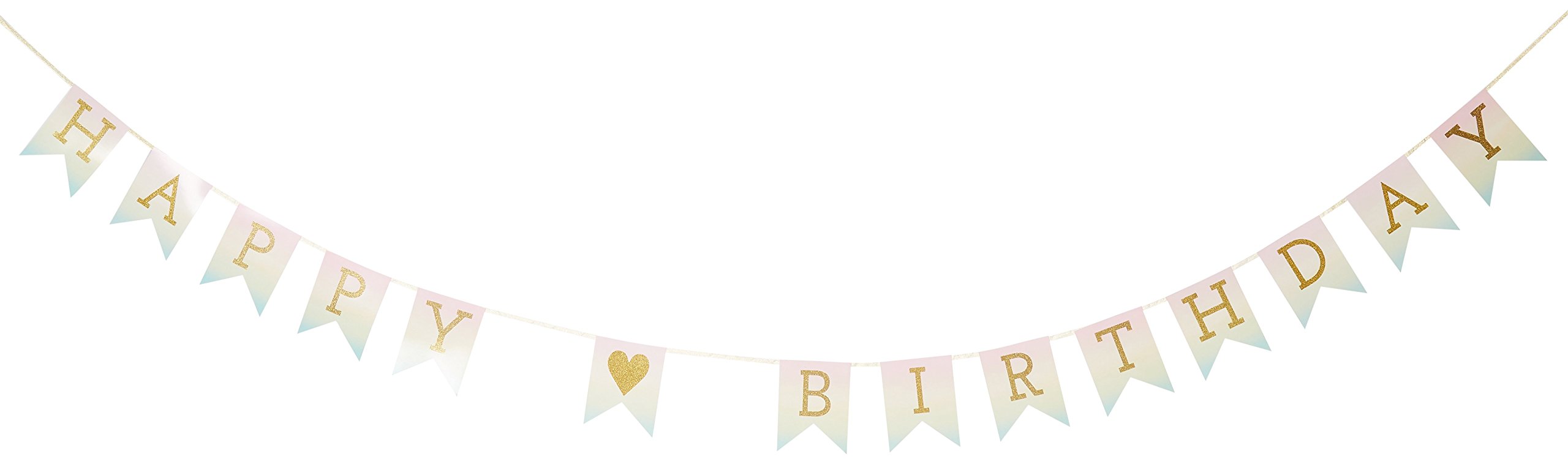 Talking Tables Multicolor Pastel And Pink Party Supplies | Pastel Garland Happy Birthday Bunting | Great For Birthday Decorations