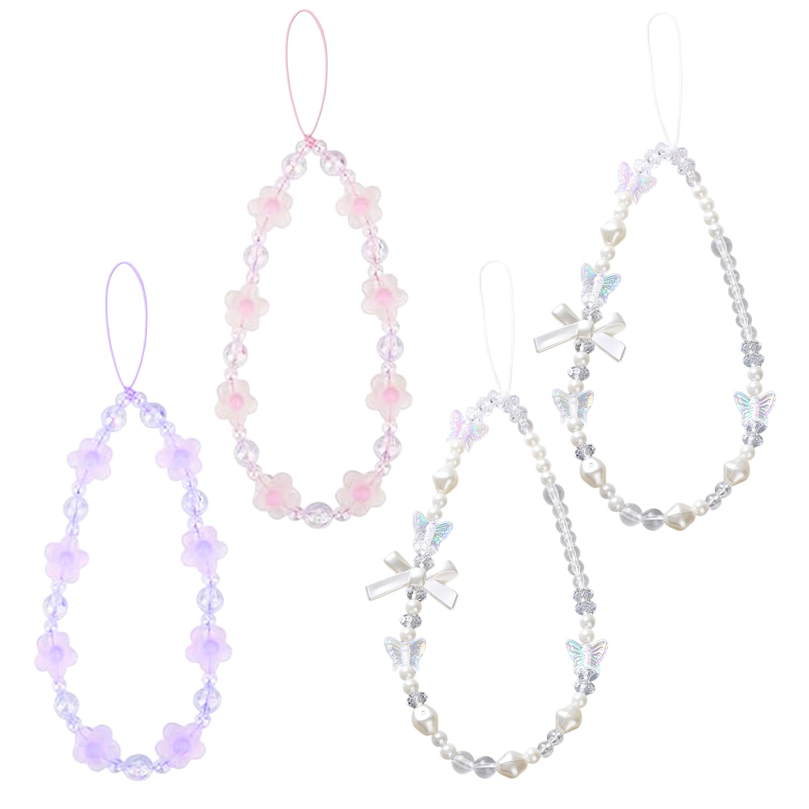 – phone FUIPVGI 4 Pcs Charm Beaded Wrist Straps, Cute Mobile Chain Accessory for Girls and Women