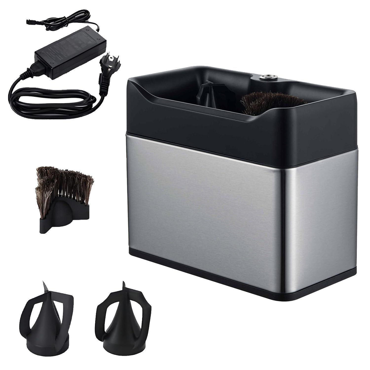 Machine de Nettoyage Automatique de Porte-Filtre, Nettoyeur électrique de Marc de café avec 2 racleurs et 1 tête de Brosse, 58 mm, 3 Modes de Montage Silver
