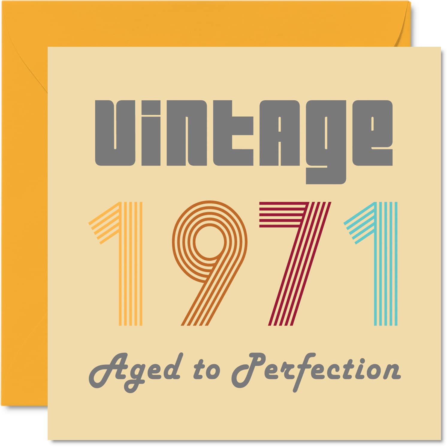 55th Birthday Cards for Men Women - Vintage 1971 Aged To Perfection - 55 Birthday Card Funny for Her Him, 145mm Greeting Cards Mum Dad Grandad Grandpa Grandma Nanny