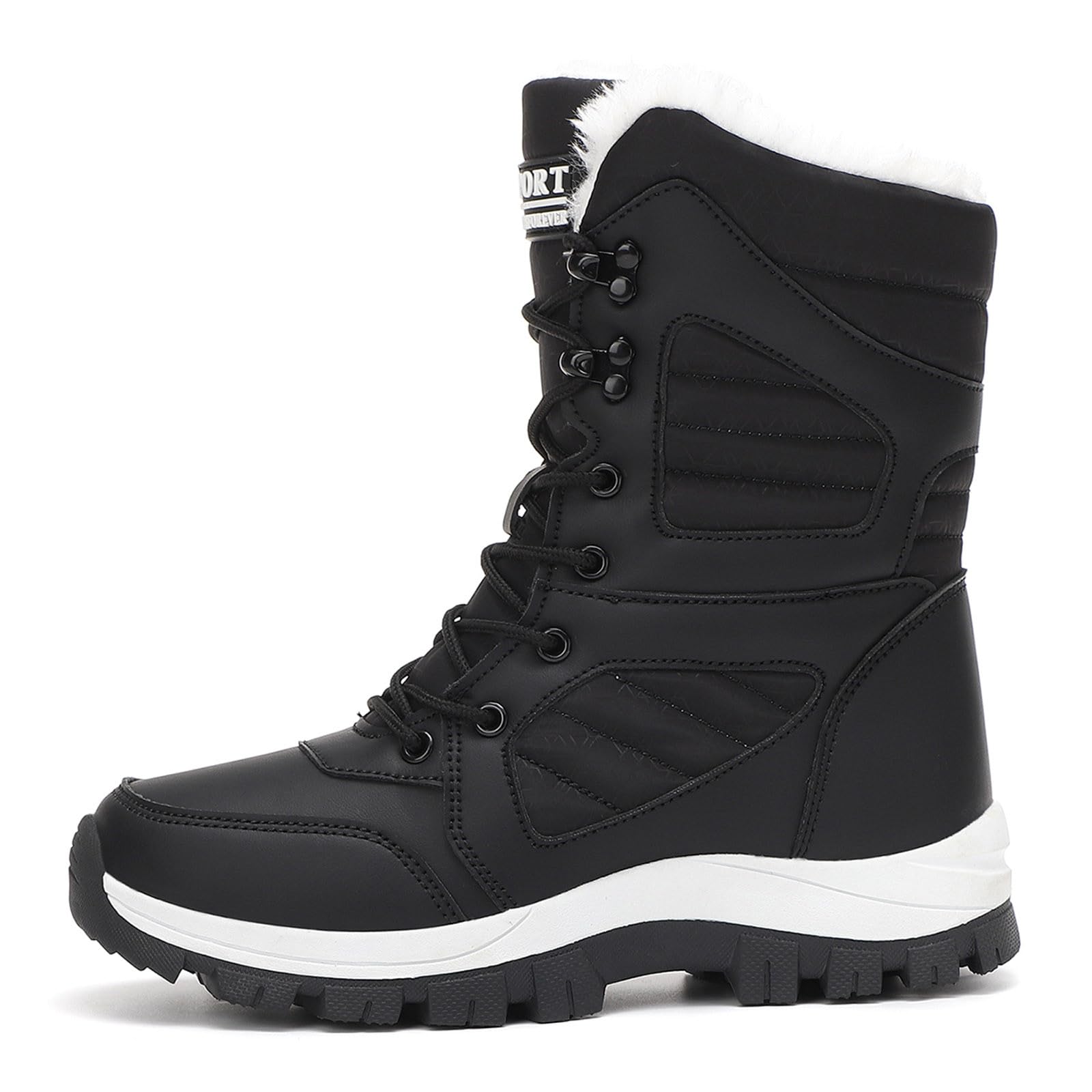 Bottes de Neige Femme Imperméable Mi-Mollet Bottes Femme Hiver Chaude Snow Boots Fourrées Confort Bottines Chaussures de Randonnée Ski Antidérapante Chaussure Orthopedique Hiver Bottine Botte de Neige