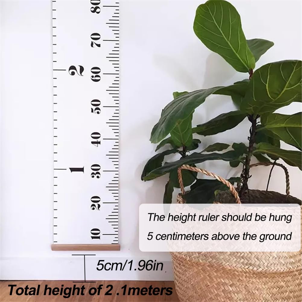 Hanging Height Chart, Portable Height Measurement Ruler, Durable Canvas and Wood for Nursery Decor, White - Image 4