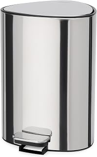 Joseph Joseph EasyStore Luxe Stainless Steel 5 Liter Pedal/1.3 Gallon Trash Can with Bin Liner Storage, Soft-Close Lid, Removable Inner Bucket, for Bathroom, Bedroom, Office