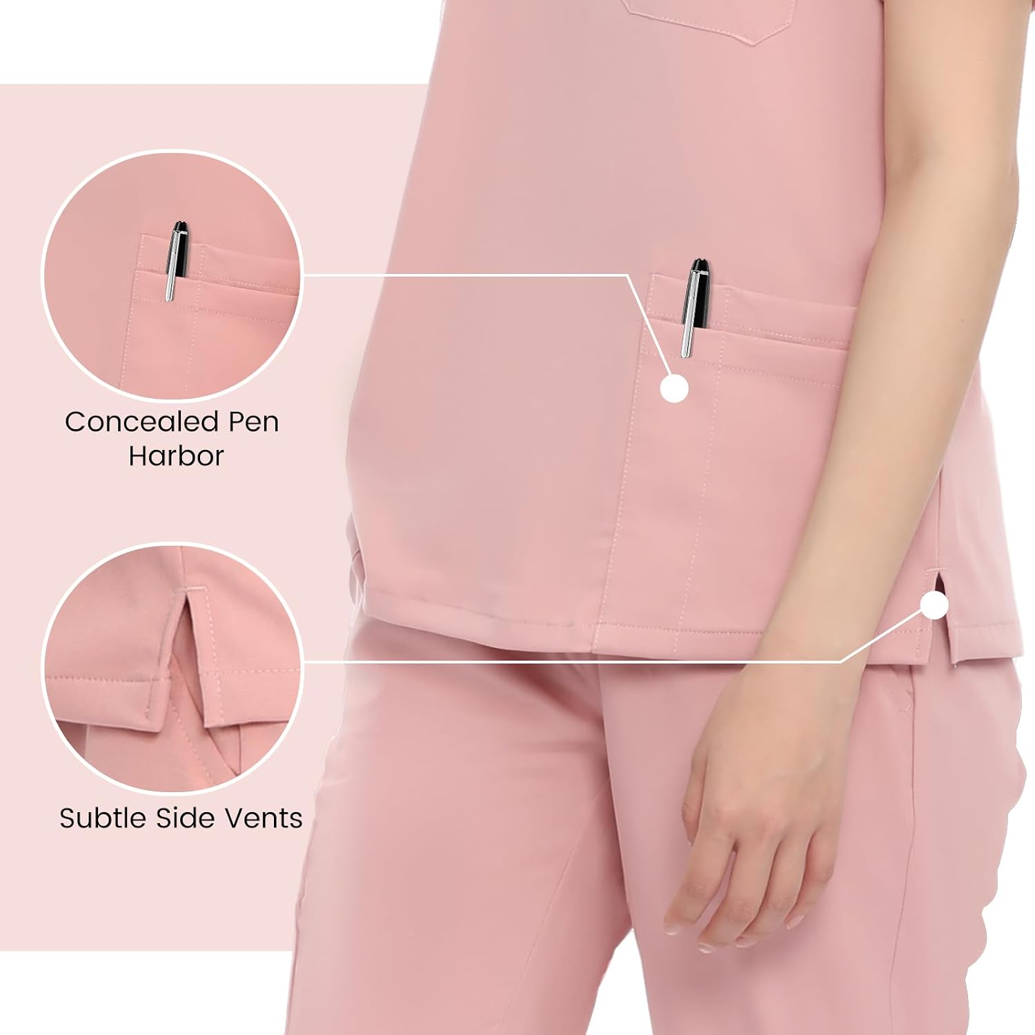 Scrub Tops for Women - V-Neck Top Scrubs with 4 Pockets, Soft Fabric Women’s Medical Scrub Top, Easy Care