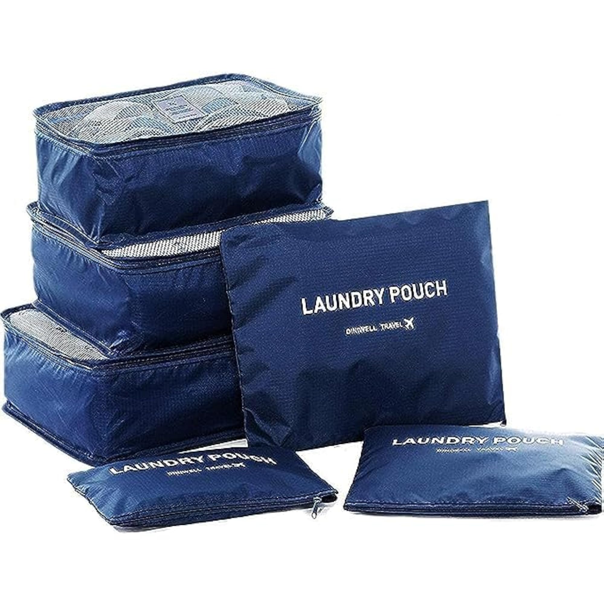6 Pcs Travel Packing Organiser Bags, Navy Blue