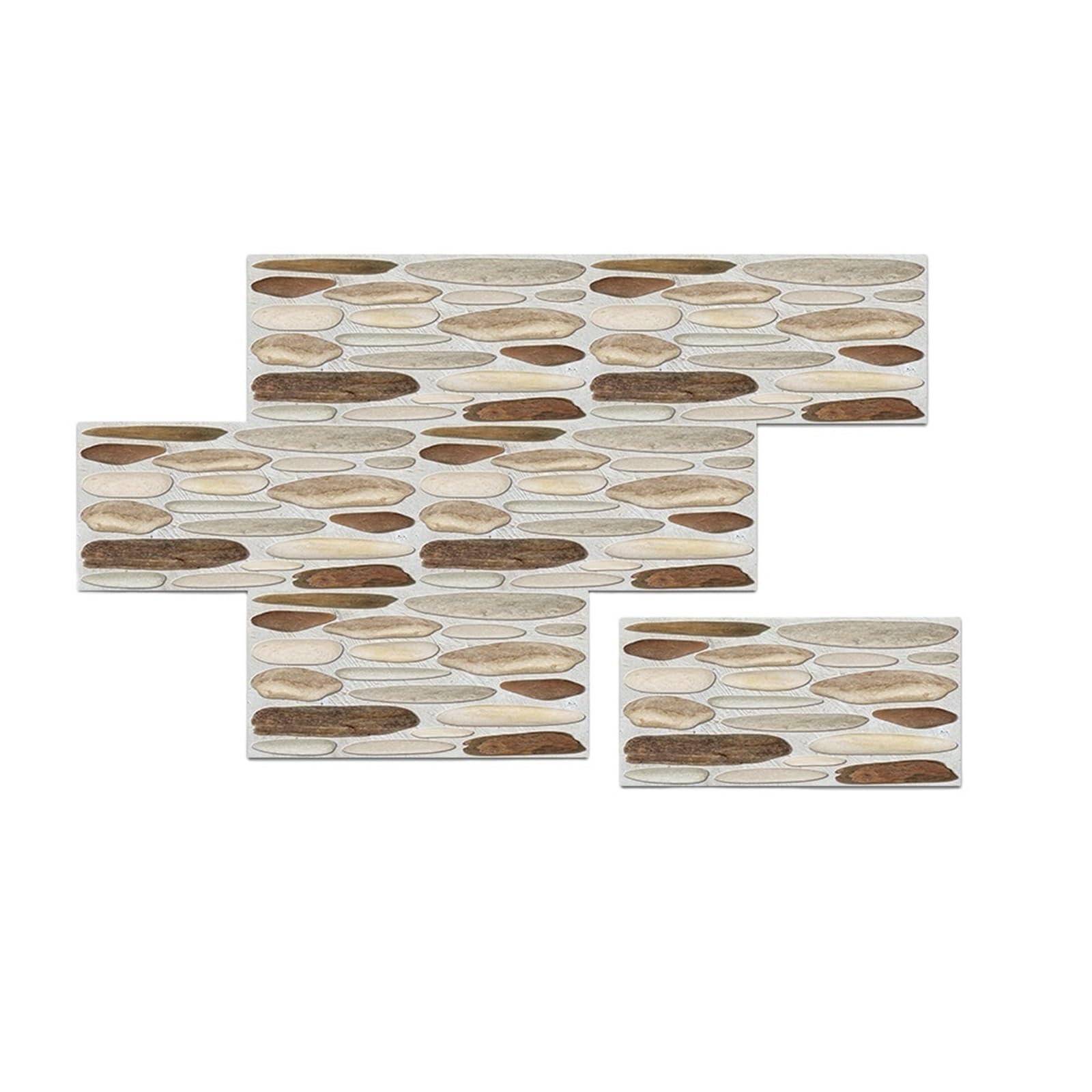 Stick On Tiles 6pc 3D Cobblestone Pattern Wall Stickers Self-Adhesive PVC Sticker Kitchen Bathroom Waterproof(5)