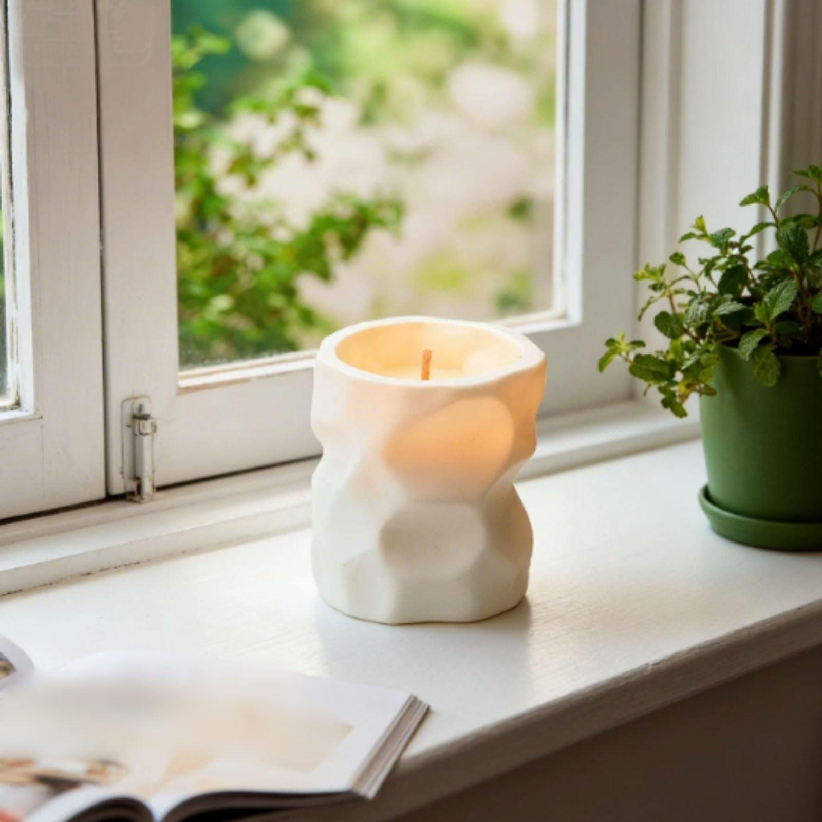 Wykwintne ceramiczne świece wykonane z wosku sojowego i olejków eterycznych, trwała biała świeca zapachowa wielokrotnego użytku do biura w cichej sypialni(limonkowa basil)