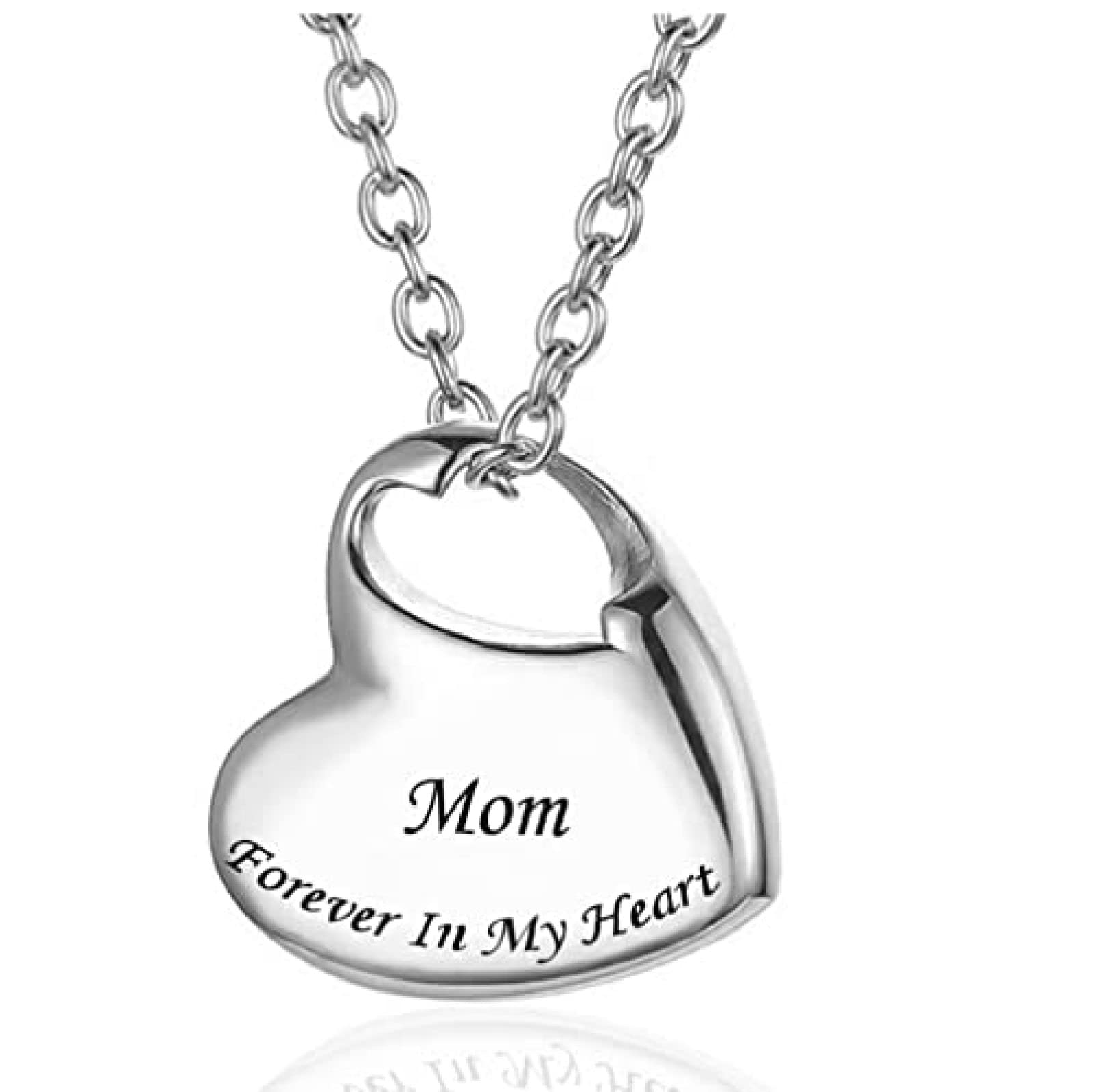 Ashes Necklace Stainless Steel Funeral Cremation Heart Forever In My Heart Pendant Keepsake Urn Necklace For Ashes Memorial Jewelry Mementos