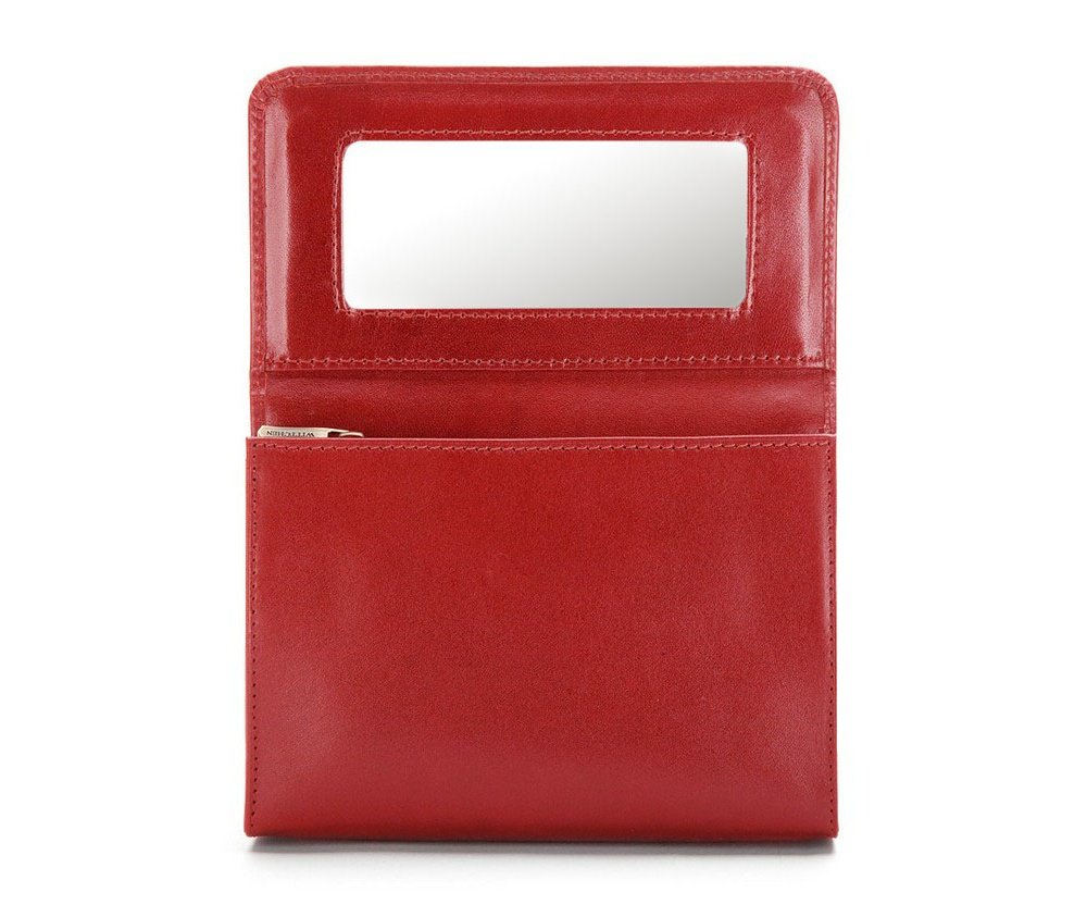 WITTCHEN Kosmetiktasche aus Narbenleder | Kollektion: Italy | aus hochwertigen Materialien | elegant und klassisch | Rot | 11x16 cm