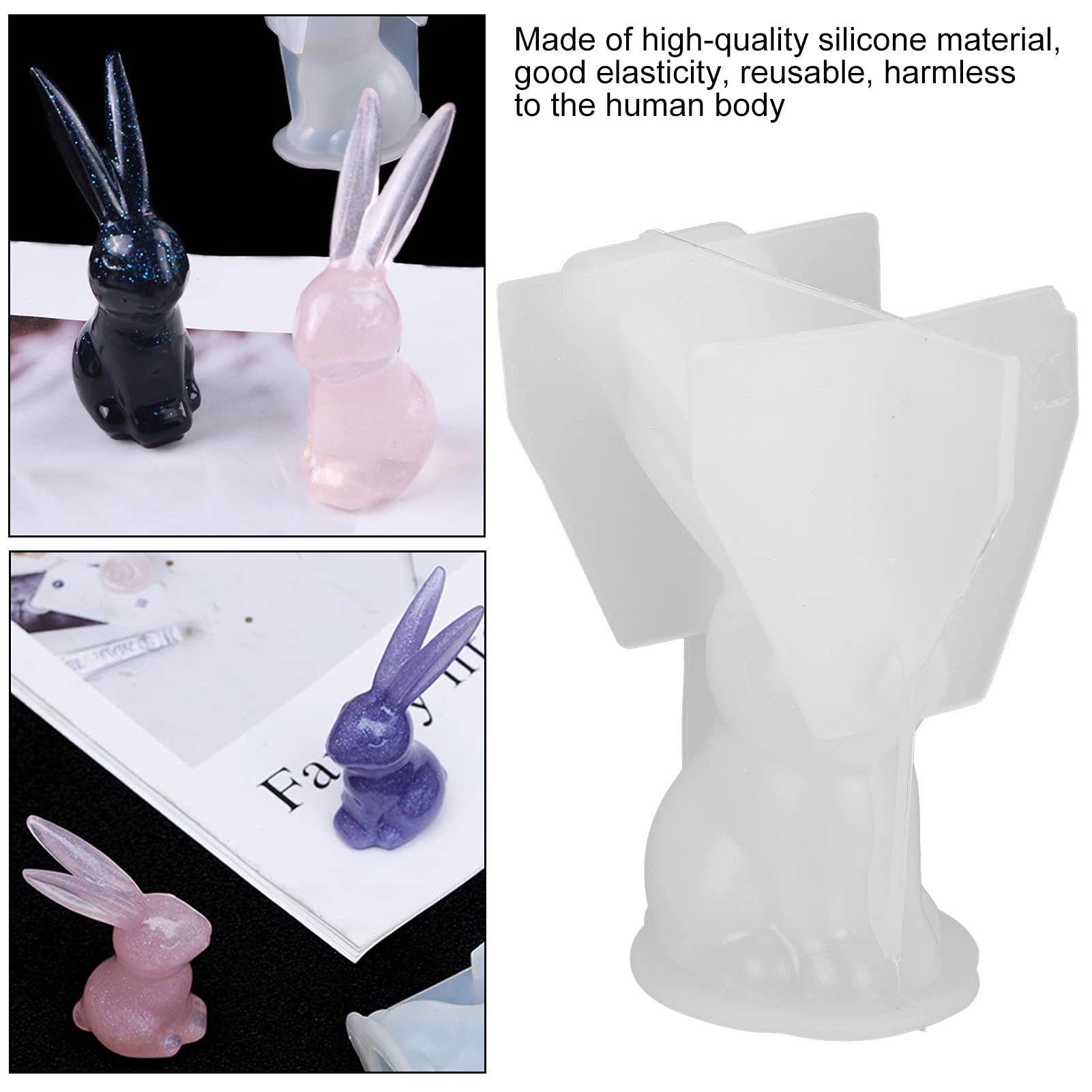 3D Animal Pâques Lapin Motif Savon Moule Silicone Handmake Ornements Gypse Époxy Moule, Fabrication Du Plâtre Résine Argile DIY Ustensiles Gâteau Décoration Outils Carré Plaque De Cuisson - B
