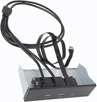 5.25 Inch Front Panel USB C Hub, GEN2x2 USB A Type C 3 Ports USB Front Panel Hub, 5.25 Inch 19 Pin 20Gbps Optical Drive Extension Panel for PC Computer