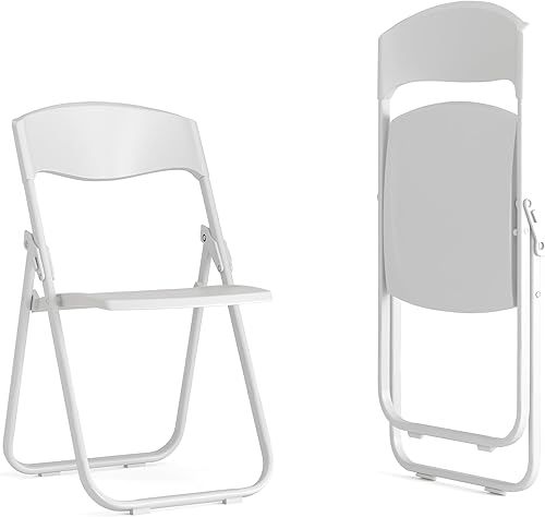 Flash Furniture HERCULES Series - Silla plegable de plástico blanco resistente de 500 libras con soportes integrados