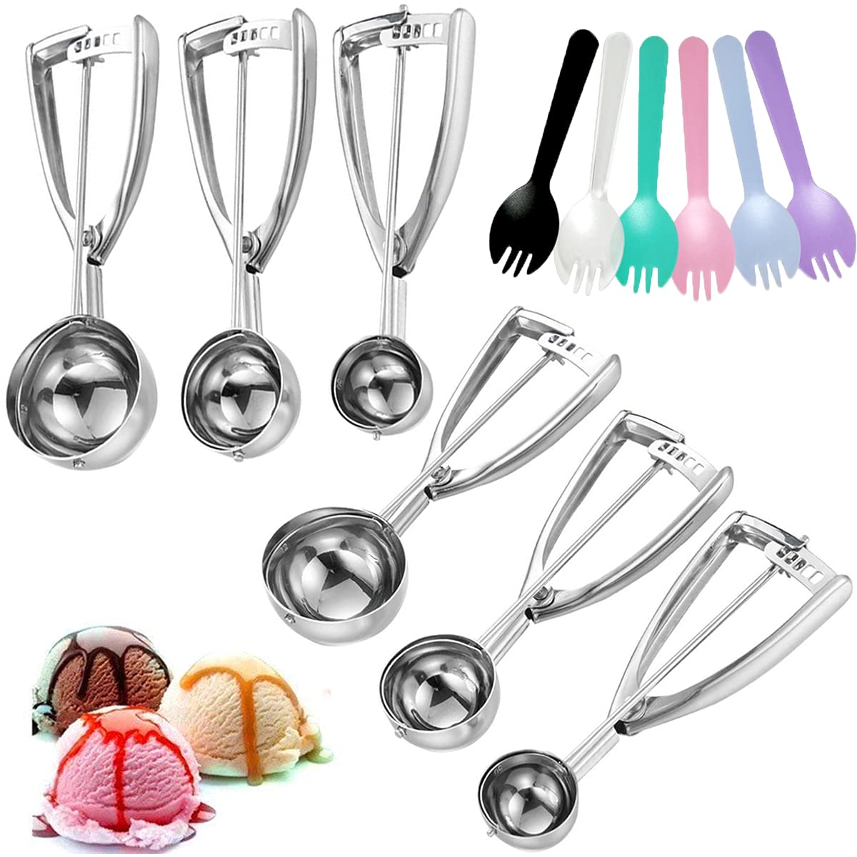 Tarnel Eisportionierer Edelstahl Poliert - Vielseitiger Eislöffel Mit Gummigriff Für Küche