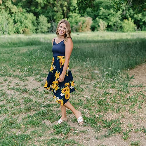 IFFEI Family Matching Sets Sunflower Print Sling Dresses for Mom and Me Matching Outfits3