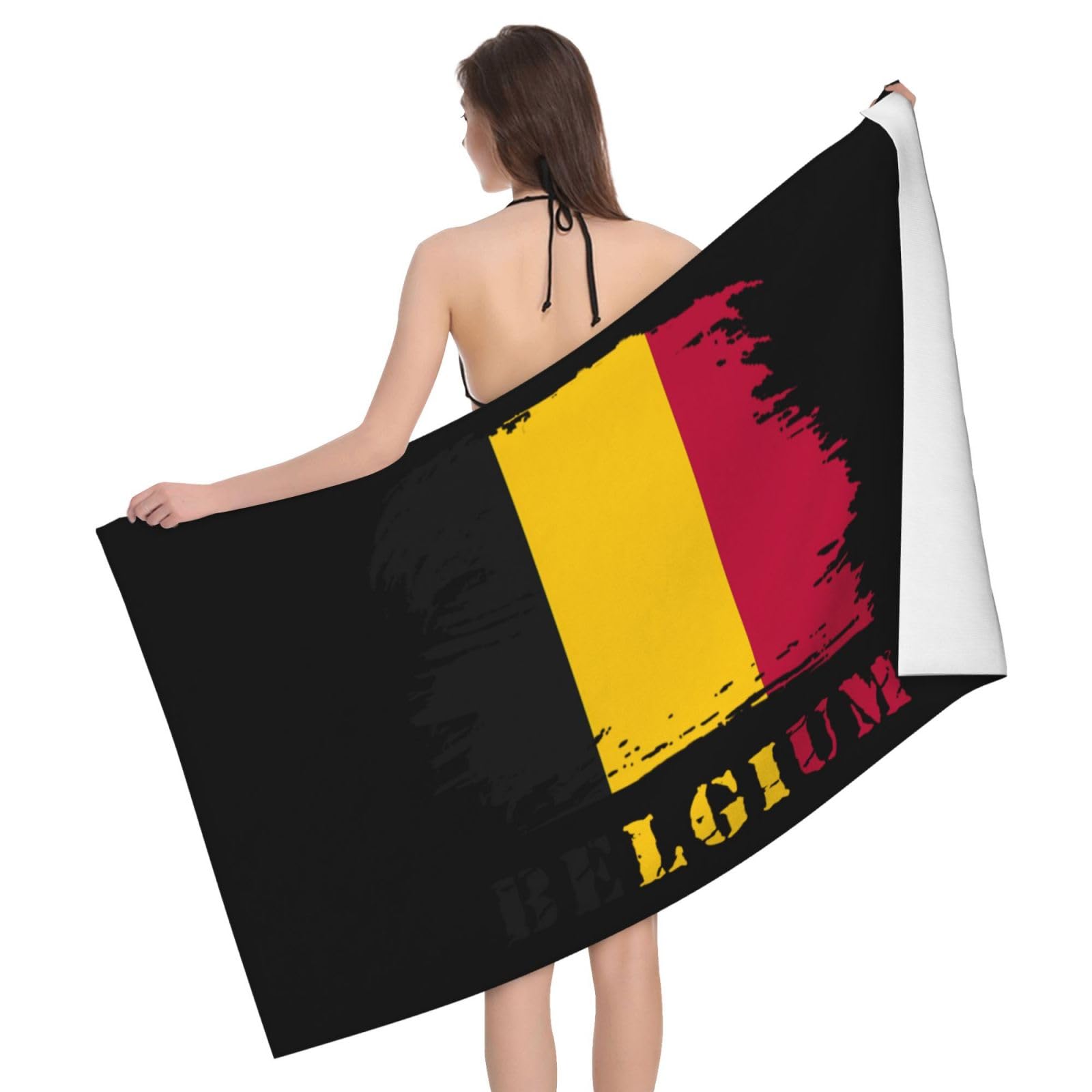 HLBSDM Microfiber Vintage Belgium Flag Beach Towel Quick Dry Soft Sand Free Beach Towels for Pool Swim Beach Lightweight Thin Towels