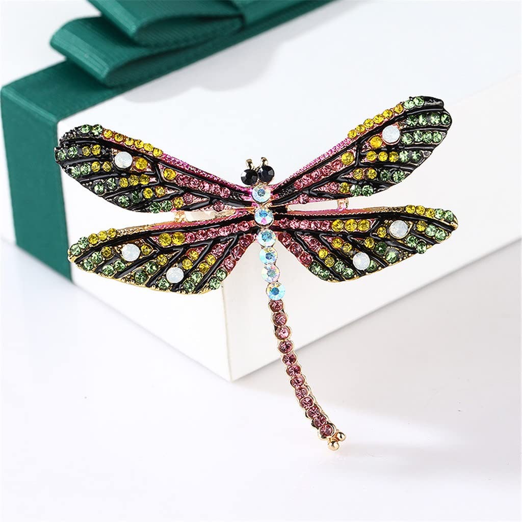 Grüne Libelle Broschen Zinklegierung Strass Tier Pin Damen Bekleidungszubehör