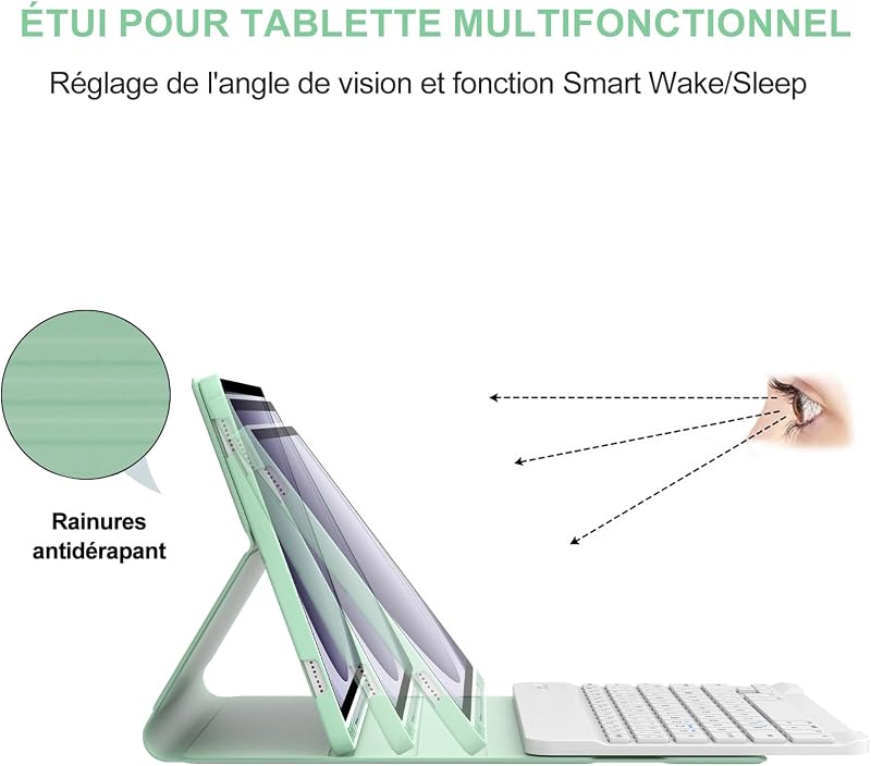 FARYODI Francia AZERTY Billentyűzetes Tok Samsung Galaxy Tab A9+ 11" 2023 Tablethez, Védőtok Tollartóval, SM-X210/X216/X218 Modellekhez, Vil