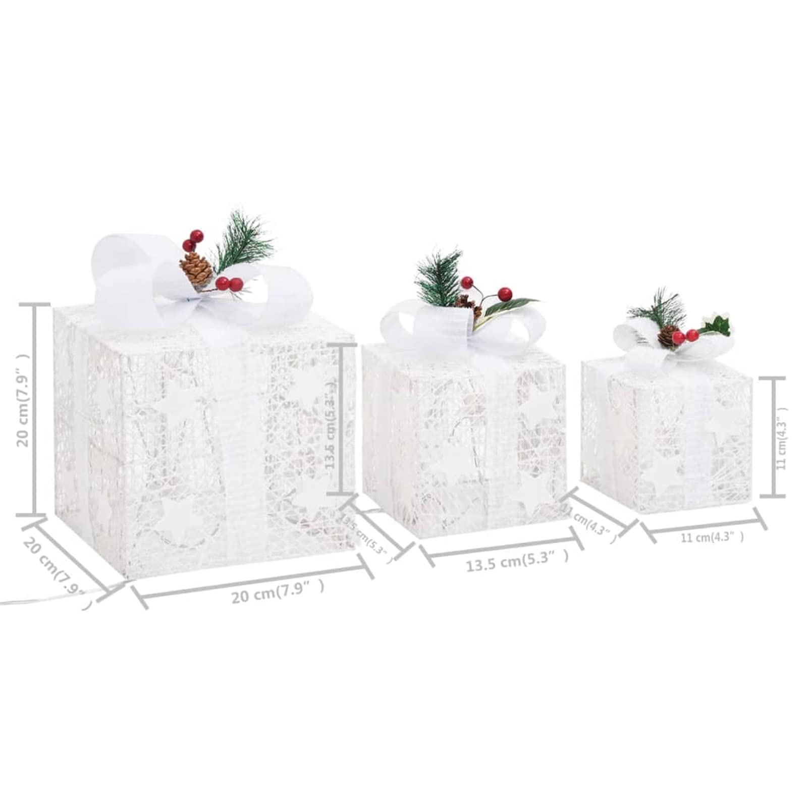Cajas Decorativas 3 Piezas, Figuras De Navidad Exterior, Decoración Exterior Navidad, Adornos Navideños, Figura Luz Navidad, Plateado