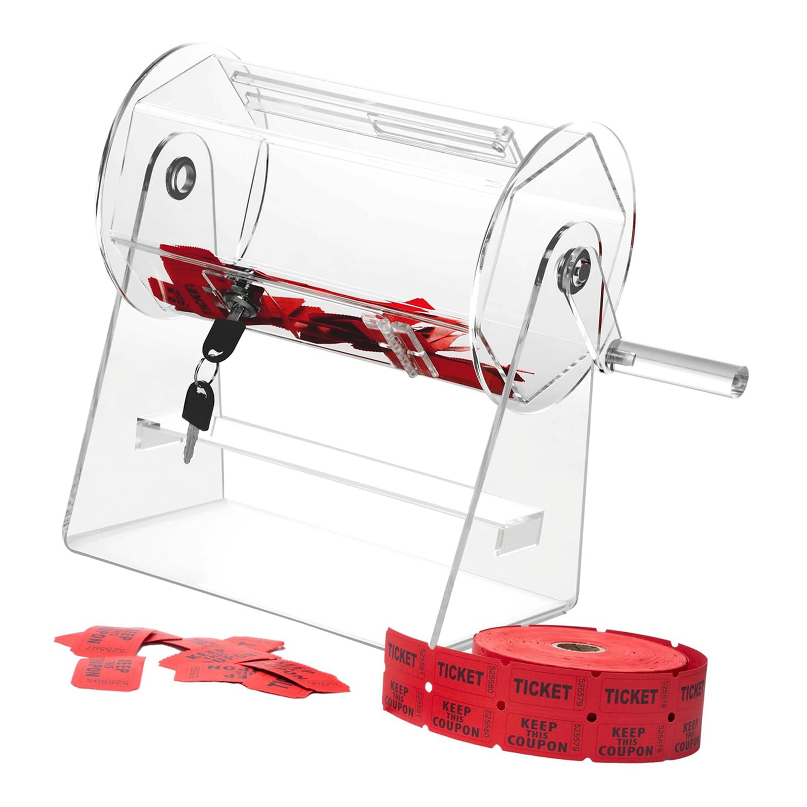 Kaeltsyn Shatters Proof Hand Rotating Lottery Drum Fair Chance Drawing Box for Clear Random Selection in Various Occasion Hand Crank Lottery Drum