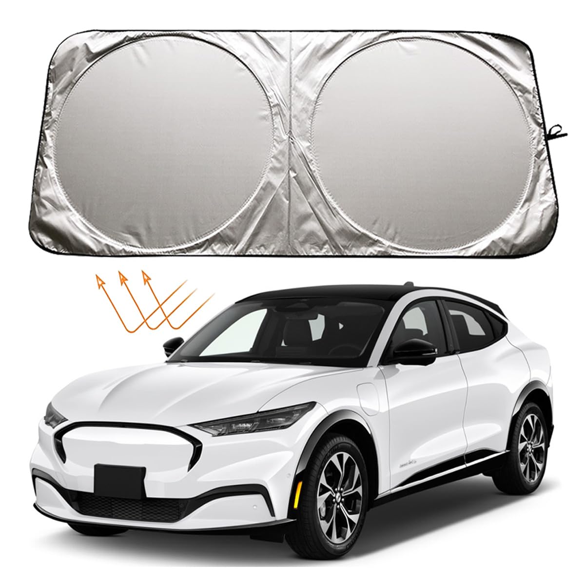 XHRING Windshield Sun Shade for Ford Mustang 2015-2025 Mach E 2021-2025 F250 Super Duty F350 Super Duty Flex 2000-2025 Accessories,Road Trip Essentials Car Front Window Sunshade Sun Visor Shield