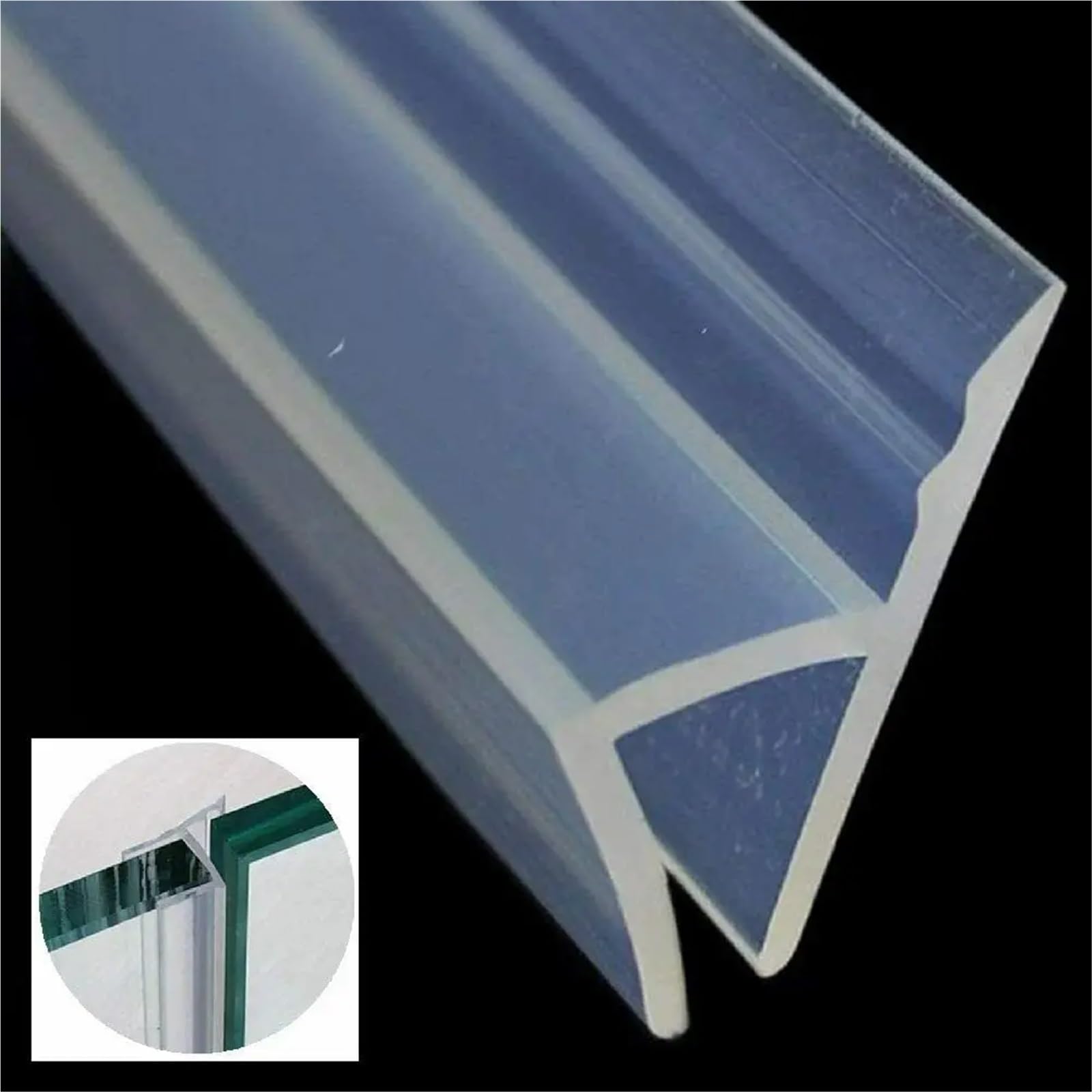 5M H-Form Glasdichtungsstreifen Silikon Duschwanddichtung Gleitstreifen Gummi for 6-12mm Türfenster Badezimmerglas für Duschtüren, Glas(8mm)