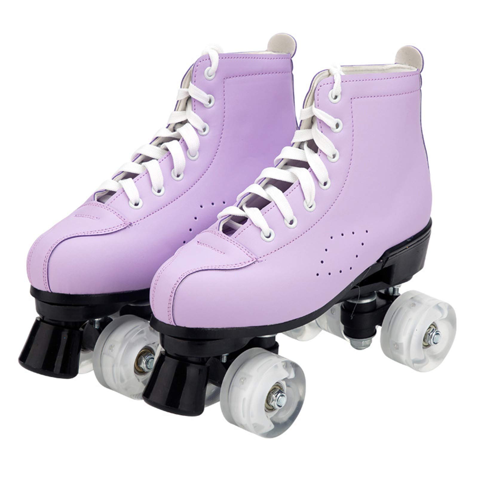 MIAOXIAO Pattini A Rotelle Quad Classici Pattini da Esterno Antiurto Doppia Fila 4 Ruote Premium Artistici Scarponi da Skateboard per Adulti Interni Outdoor Donna Uomo Ragazzo