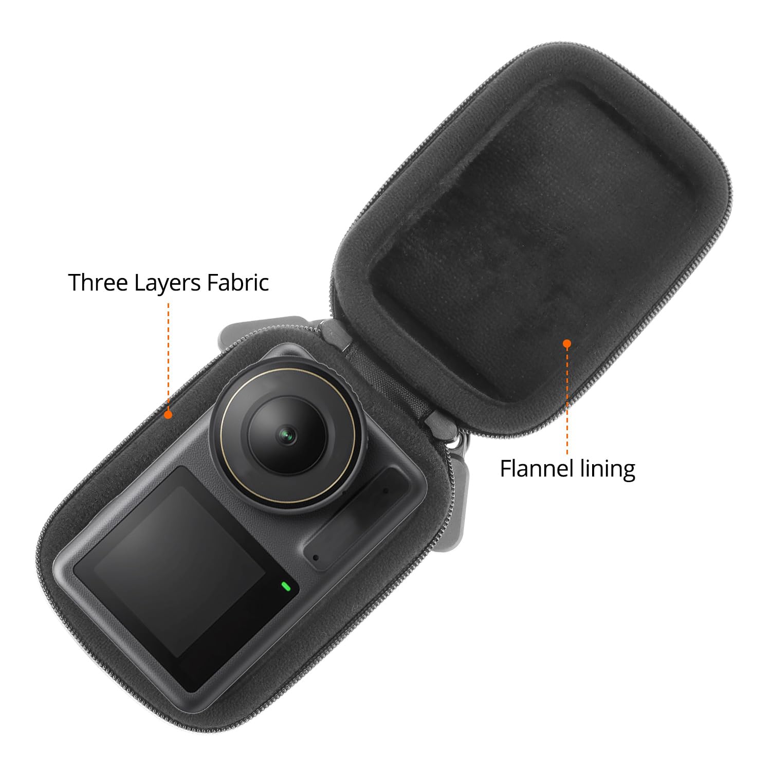 QWORK® Torba na mini kamerę, czarna torba do noszenia kamery, kompatybilna z DJI Action 5 Pro, Action 4, Action 3