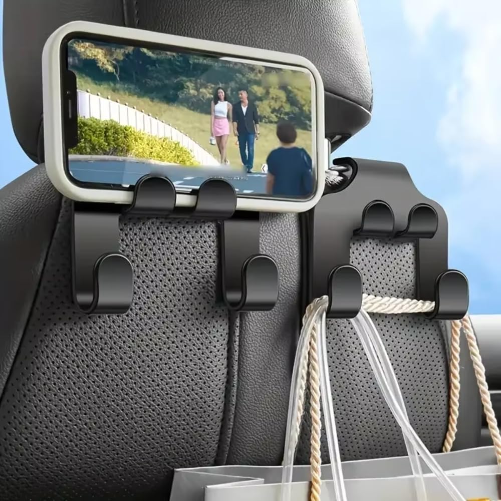 Car Back Seat Hook Hanging Storage Mobile Phone Holder Stand Lazy Rear Seat Phone Headrest Bracket For iPhone Samsung All Phones (1 PCS) — view 2