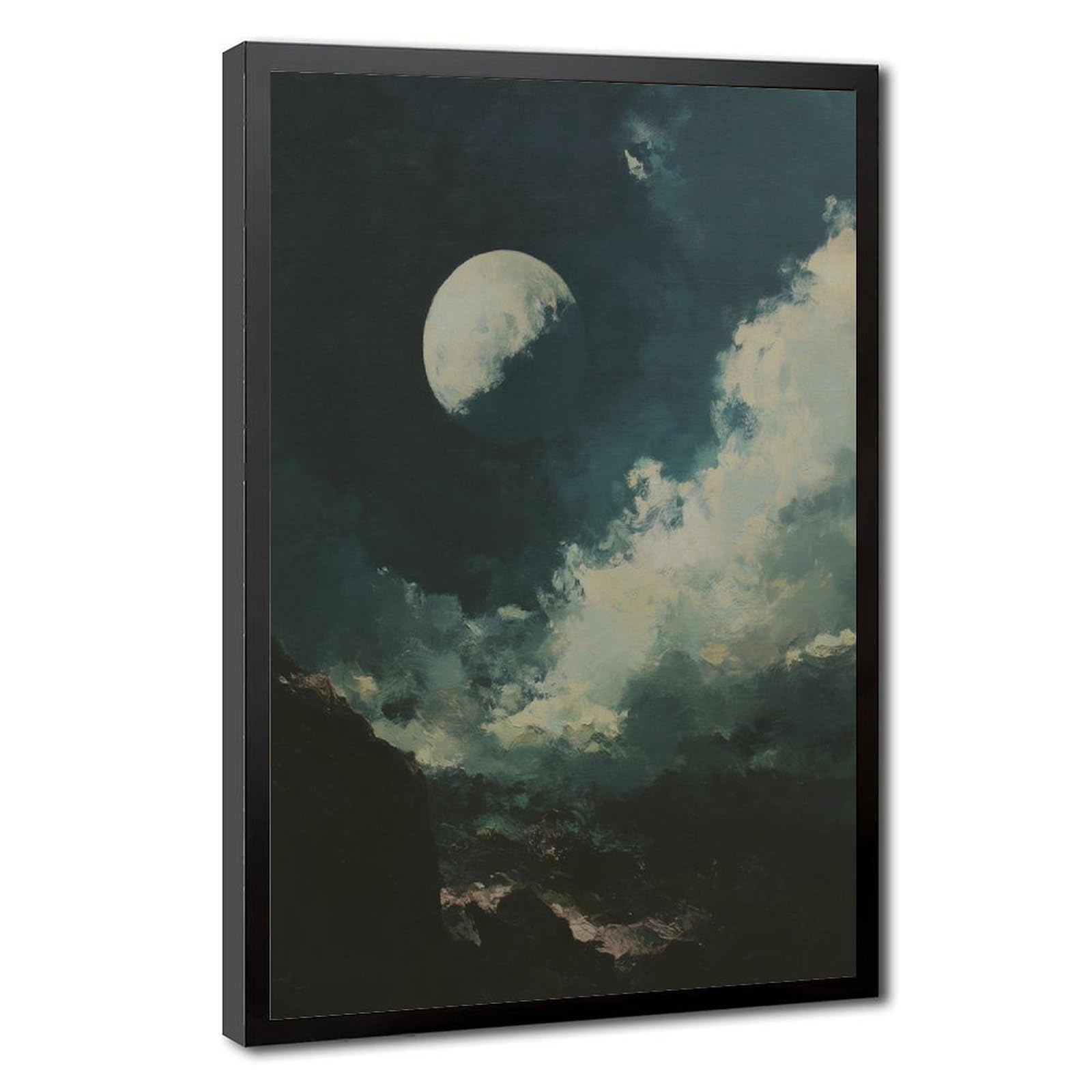 Bareronor Moon Landscape Canvas Poster Bedroom Decor Landscape Office Room Decor Gift 24" L X 36" W