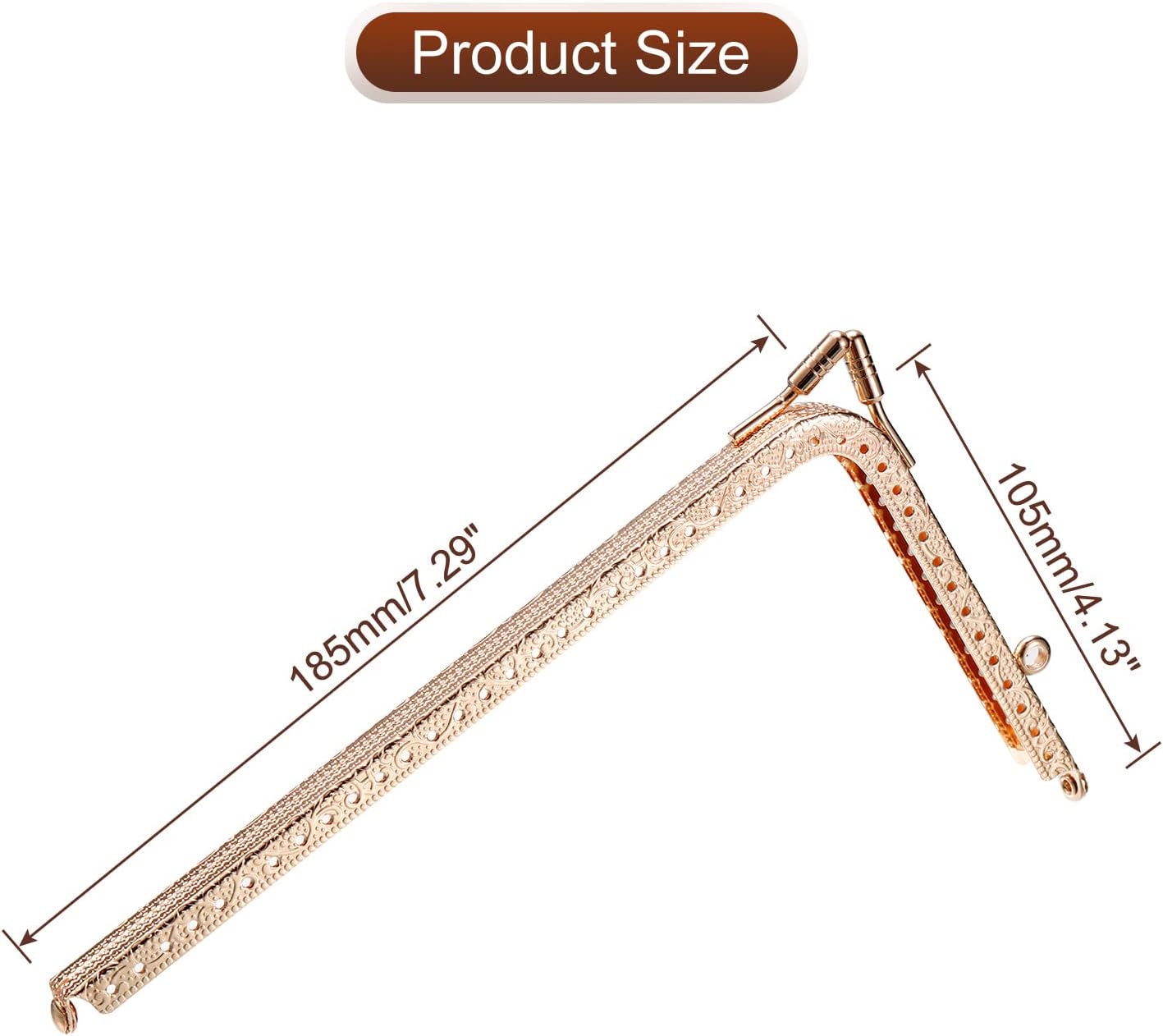 uxcell Metal Purse Frames - 7.3" 4Pcs Rectangle Kiss Lock Clasp Frame Embossed Clutch Frame for Coin Purse Sewing Bag Making DIY Craft, Gold