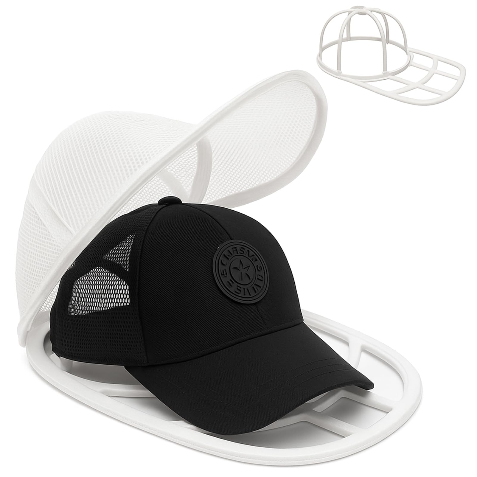 CVMGO Collapsible Baseball Cap Washing Cage for Washing Baseball Caps Cap Cleaner for Washing Machine & Dishwasher - Baseball Cap Washer Shaper Protector Holder with Rack Frame for Laundry White