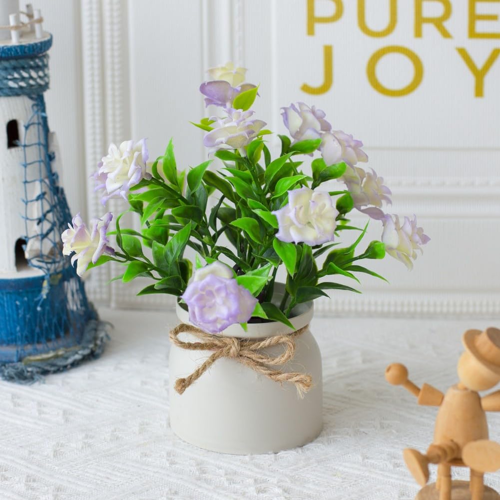 Plantes artificielles en pot polyéthylène lot de 4 fausses plantes déco maison