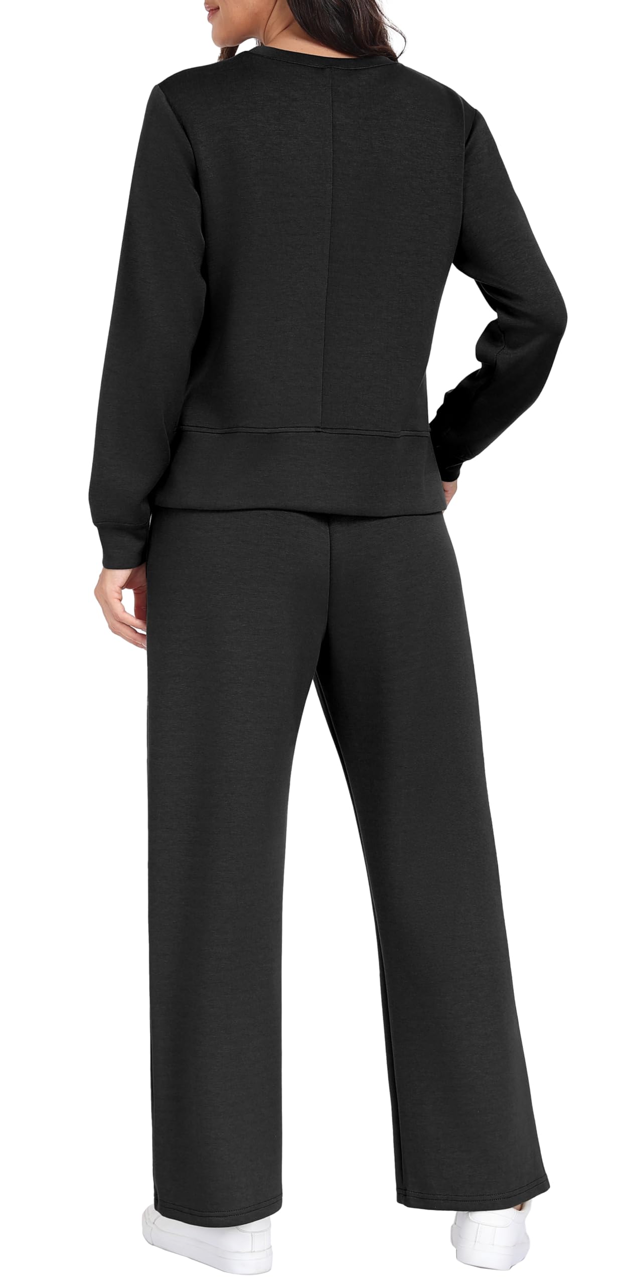 GRECERELLE Tuta da donna, set completo di due pezzi, abbigliamento autunnale a maniche lunghe, abbigliamento da salotto da donna, casual, pullover girocollo e pantaloni da jogging con tasche