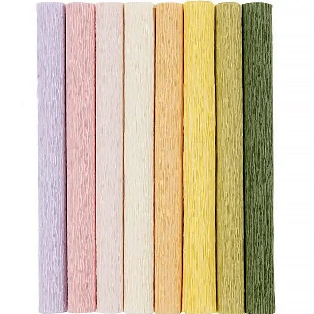Crafty Capers 8 Rolls 25cm x 60cm Crepe | Paper Flower Making | Pastel Colours