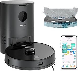 AIRROBO T10+ Robot Vacuum and Mop with Self-Empty Base, Lidar Navigation, 5200mAh Battery, WI-FI Connected, Smart Mapping, Select Room, NO-go Zone, Compatible with Alexa and Google Assistant.