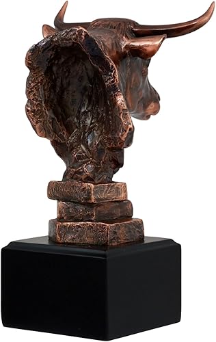 Miniatura 3 de Estatua de busto de toro de vida silvestre Ebros sobre base de pedestal, figura galvanizada de bronce, gran regalo para inversores bursátiles y