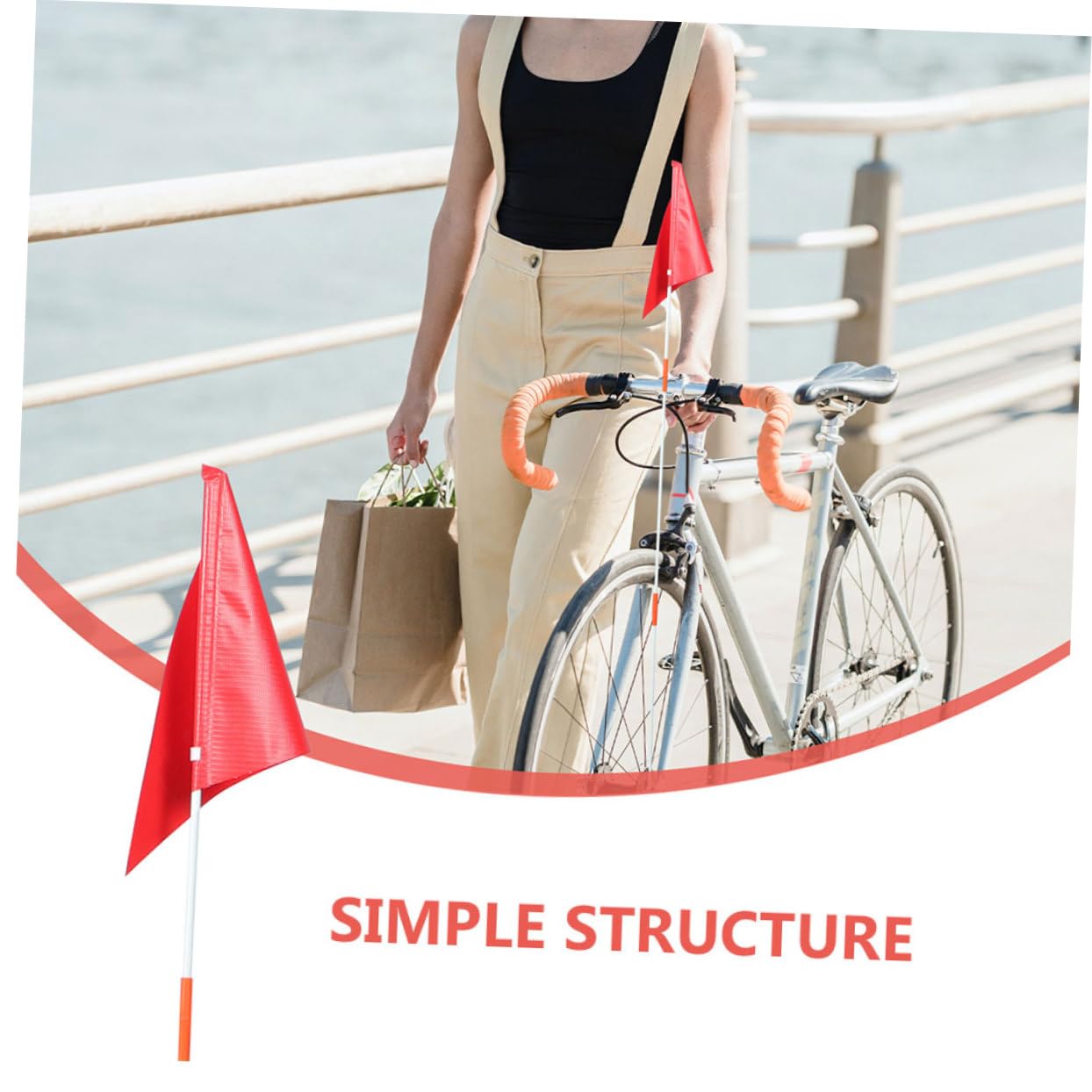TOYANDONA 5 Piezas Banderín de Seguridad para Bicicleta con Mástil Bandera Portátil para Ciclismo Visible y de Instalar para Bicicletas Scooters y Motocicletas