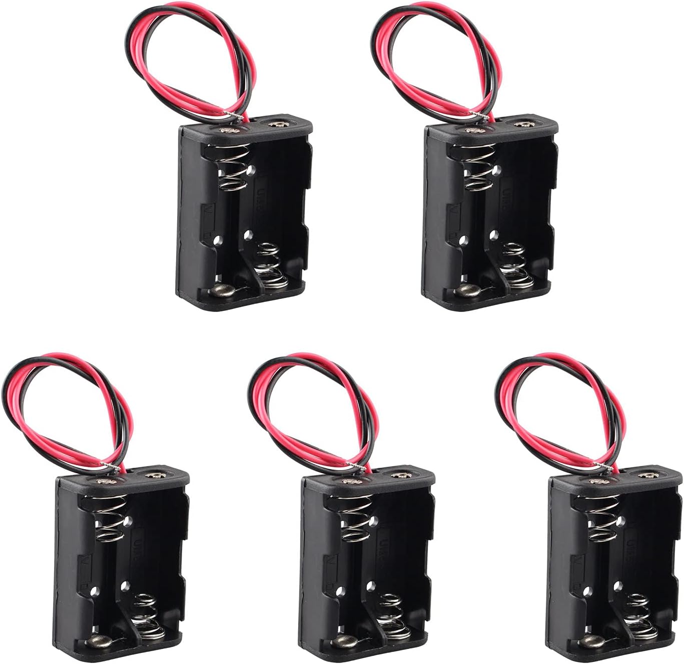 5PCS 2 × 12V 23A Plastic Spring Clip Battery Holder Case Storage Box 24V 23A Battery Holder Battery Box with Wire Lead Black