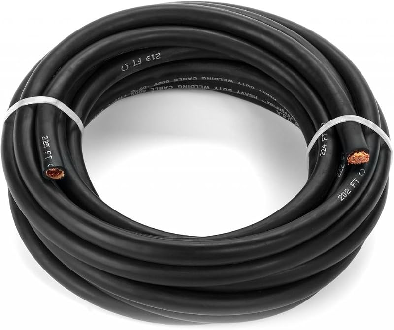 1/0 Gauge Premium Extra Flexible Welding Cable 600 Volt - Black - 15 Feet - Made in The USA
