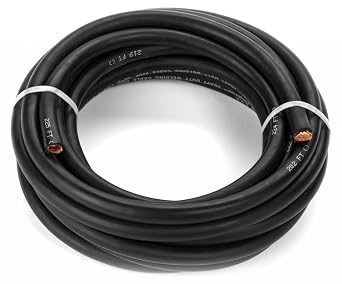EWCS 1/0 Gauge Premium Extra Flexible Welding Cable 600 Volt - Black - 15 Feet - Made in The USA