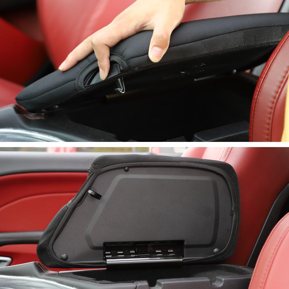 JeCar Center Console Cover Armrest Pad Compatible with Dodge Challenger 2014-2022, Black