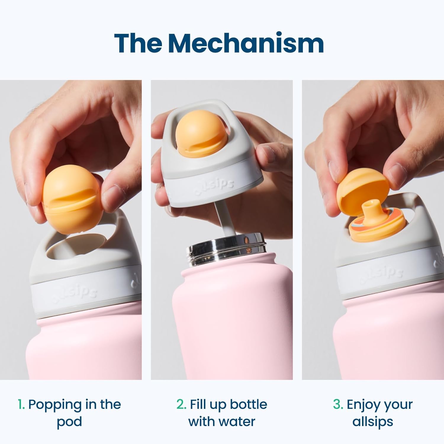 18oz Stainless Steel Air Water Bottle with 1 Straw & Refresher ScentSip Apple Flavor Pods - Image 3