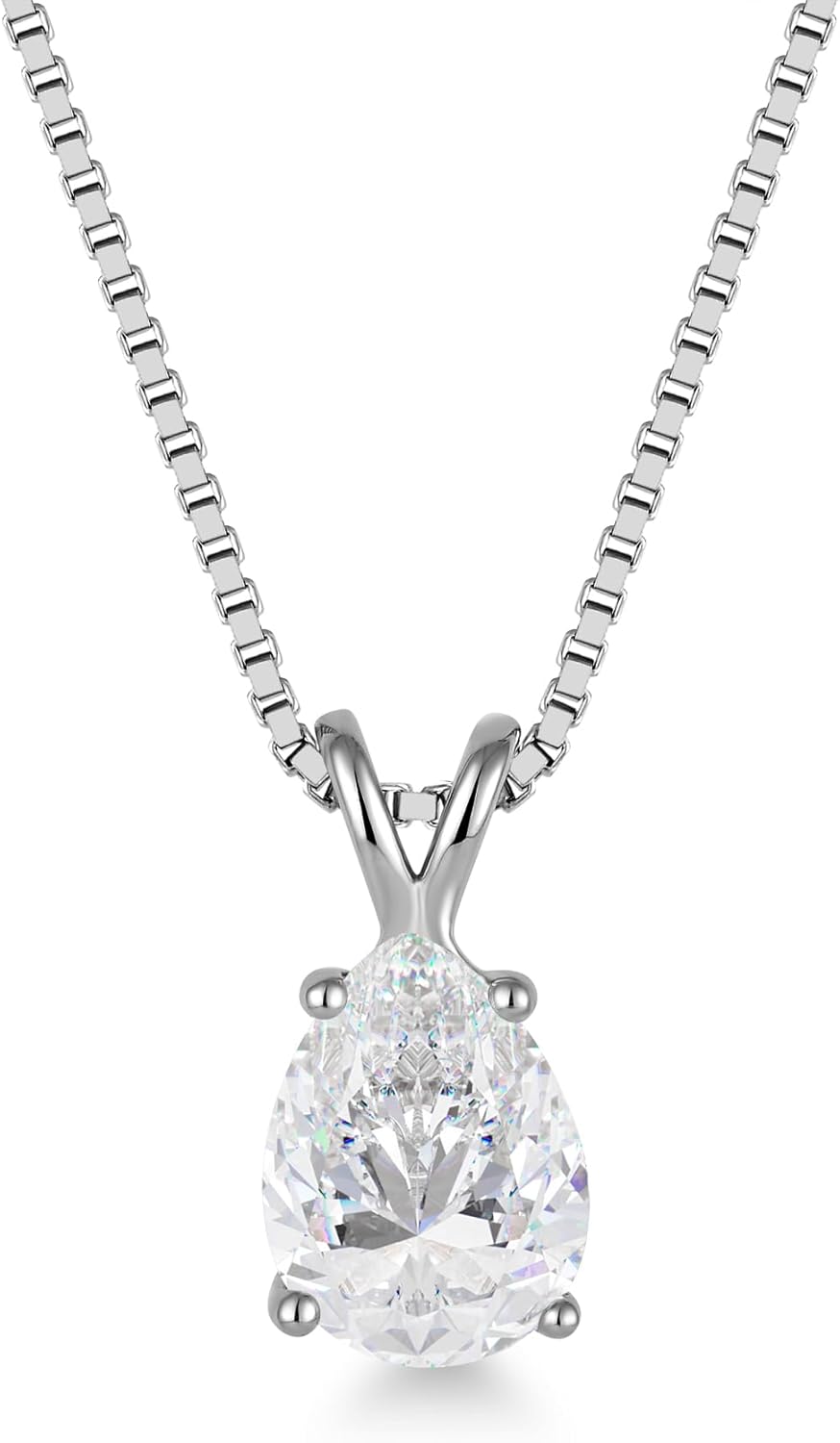 STARCHENIE Moissanite Pendant Necklace for Women D Color VVS1 1.25CT Moissanite Necklace Pear Cut 925 Sterling Silver 18K White Gold Plated Jewelry