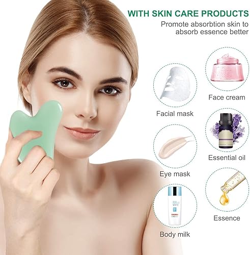 Miniatura 5 de Taube Gua Sha Herramientas faciales Natural Premium Jade Stone Guasha herramienta para masaje corporal facial Tabla de raspar Punto de gatillo
